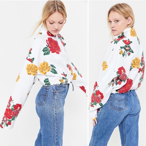 Urban Outfitters Sweaters - UO Good Things Take Time Floral Fleece Pullover